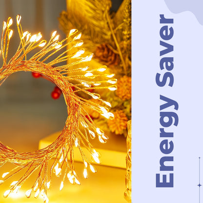 LED Firecracker String Lights – Dazzling Copper Wire Sparkle Bowlift
