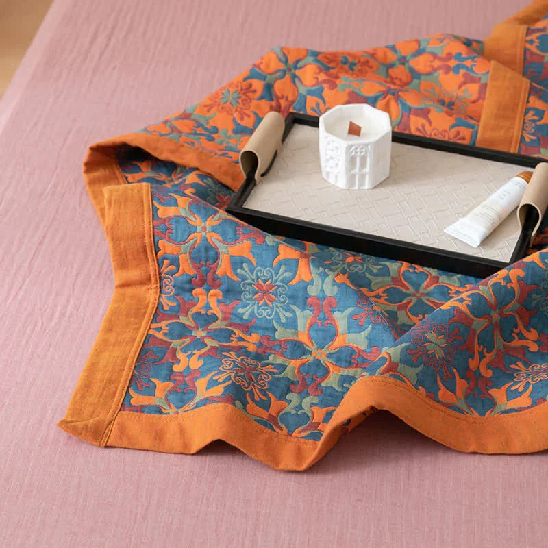 BowLift | Orange & Blue Pattern Six-Layer Cotton Quilt - TerraLoom