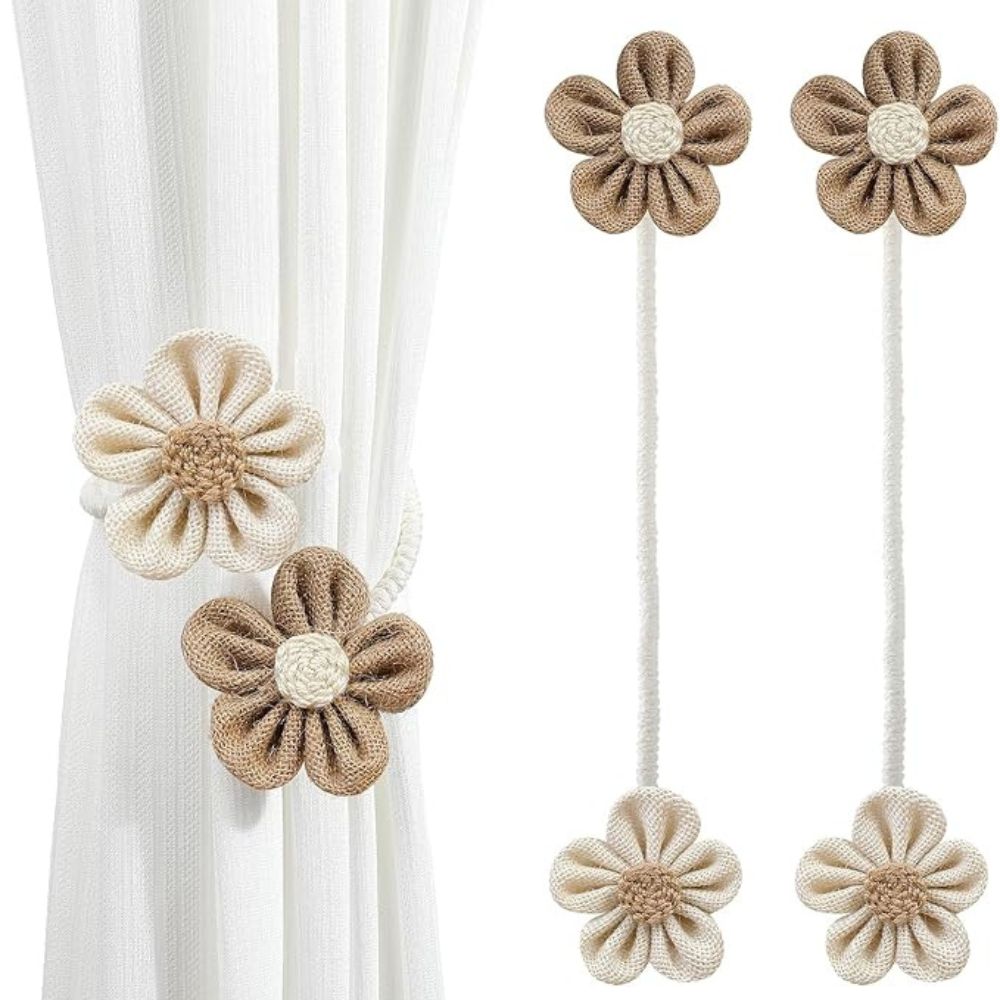 BowLift | Floral Hemp Curtain Tie Back | 2Pcs Set