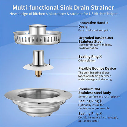 Sandsberg | Upgrade 3-in-1 kitchen sink drain strainer