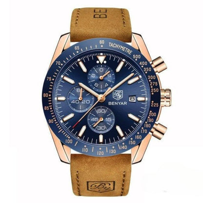 BowLift | Men’s Waterproof Quartz Watch with Leather Strap