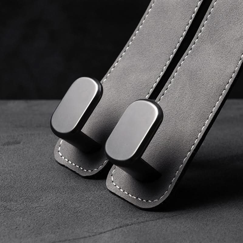BowLift | Car Seat Back Double Hook with Phone Holder – PU Leather Organizer