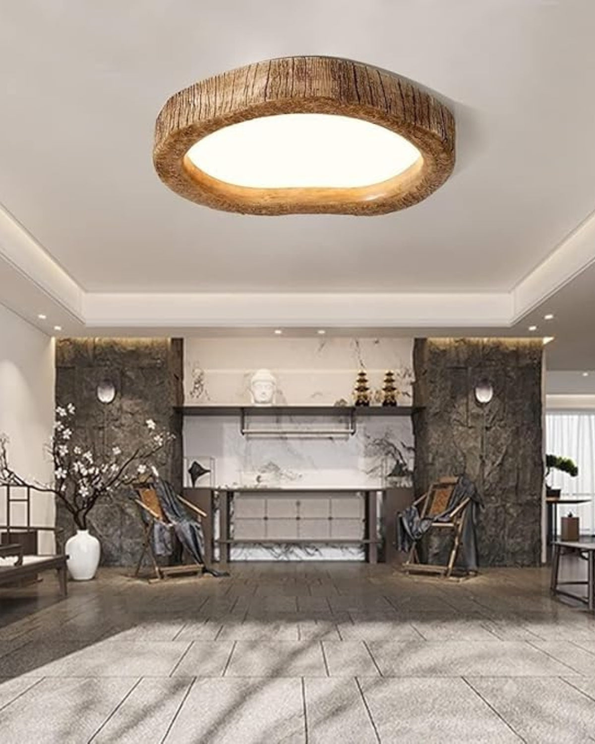 Skanto | Wood & Subtle Glow Ceiling Lamp