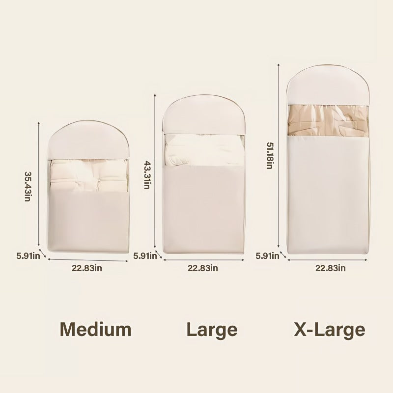 BowLift | Space saving hanging garment bag with self-compressing zipper