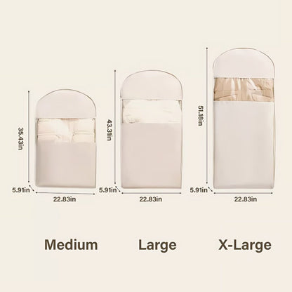 BowLift | Space saving hanging garment bag with self-compressing zipper