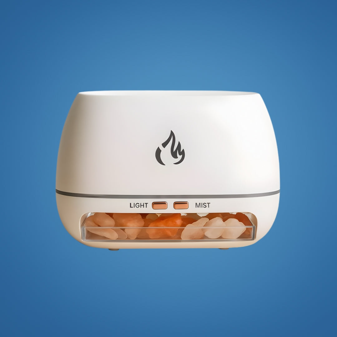 Soothes dry air and aids sleep – Himalayan salt crystal, quiet mist, and calming home environment wellness bowl
