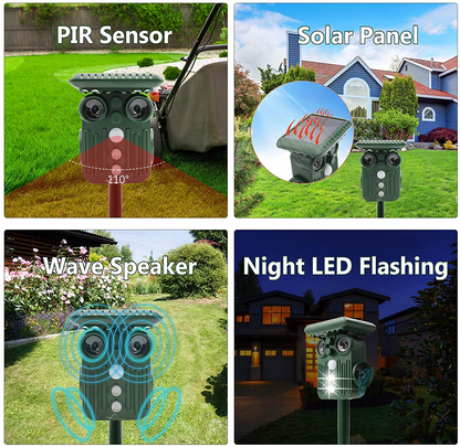 BowLift | Ultrasonic Solar Deer Repeller | 5 Adjustable Modes. Waterproof & Eco-Friendly for Home Gardens and Yards