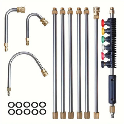 BowLift | Telescoping High Pressure Washer Wand Set | 4000 PSI, 7 Nozzle Tips & Ideal for Gutter, Roof, and Hard-to-Reach Cleaning