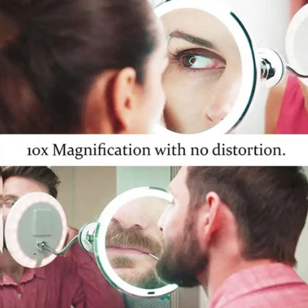 Skanto | ReflectFlex LED Magnifying Mirror with Flexible Gooseneck | 10x Magnification | Daylight LED | Cosmetic Mirror