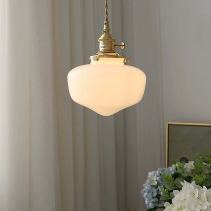 Skanto | Vintage Brass Lantern Glass Pendant Light