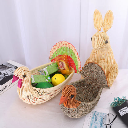 Decorative Woven Dog-Shaped Storage Basket Acalora