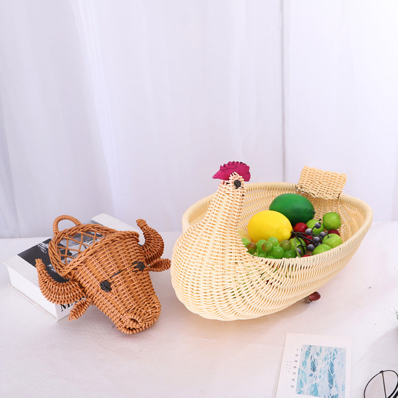 Decorative Woven Dog-Shaped Storage Basket Acalora