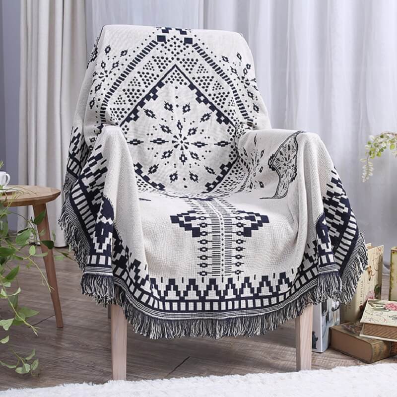 Bohemian knitted throw blankets for sofa decor