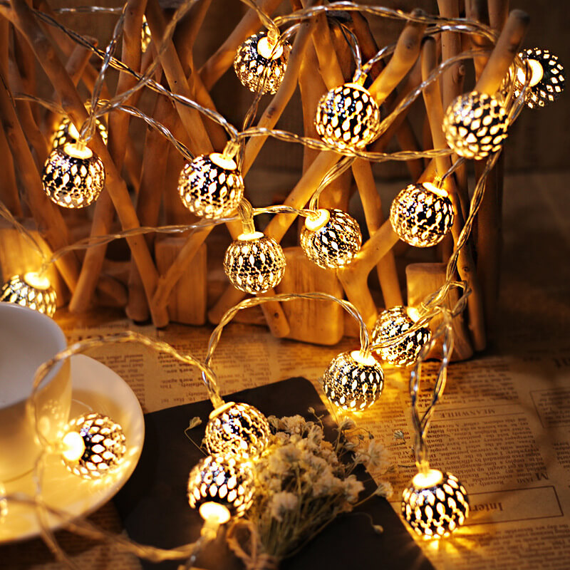 Skanto | Sunny Light Balls Moroccan Balls Colorful LED Christmas Lights Iron Balls Decoration Outdoor String Lights