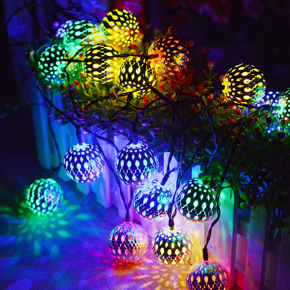 Skanto | Sunny Light Balls Moroccan Balls Colorful LED Christmas Lights Iron Balls Decoration Outdoor String Lights