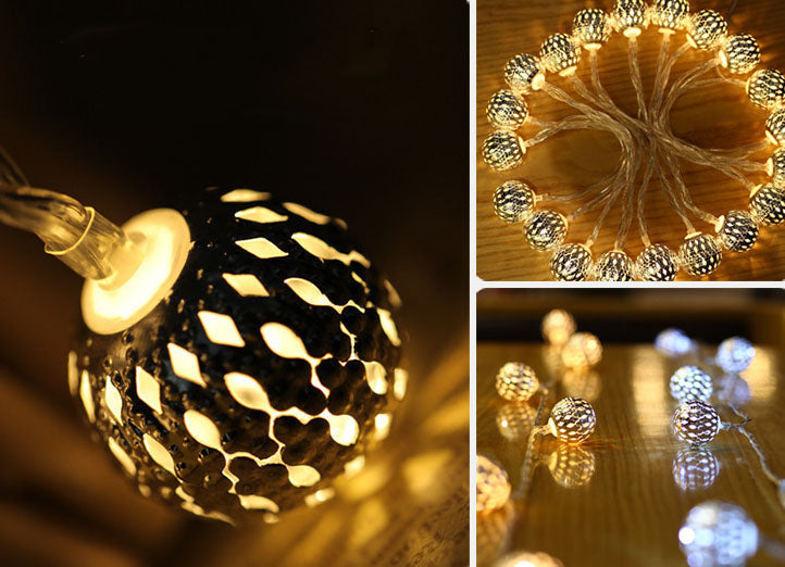 Skanto | Sunny Light Balls Moroccan Balls Colorful LED Christmas Lights Iron Balls Decoration Outdoor String Lights