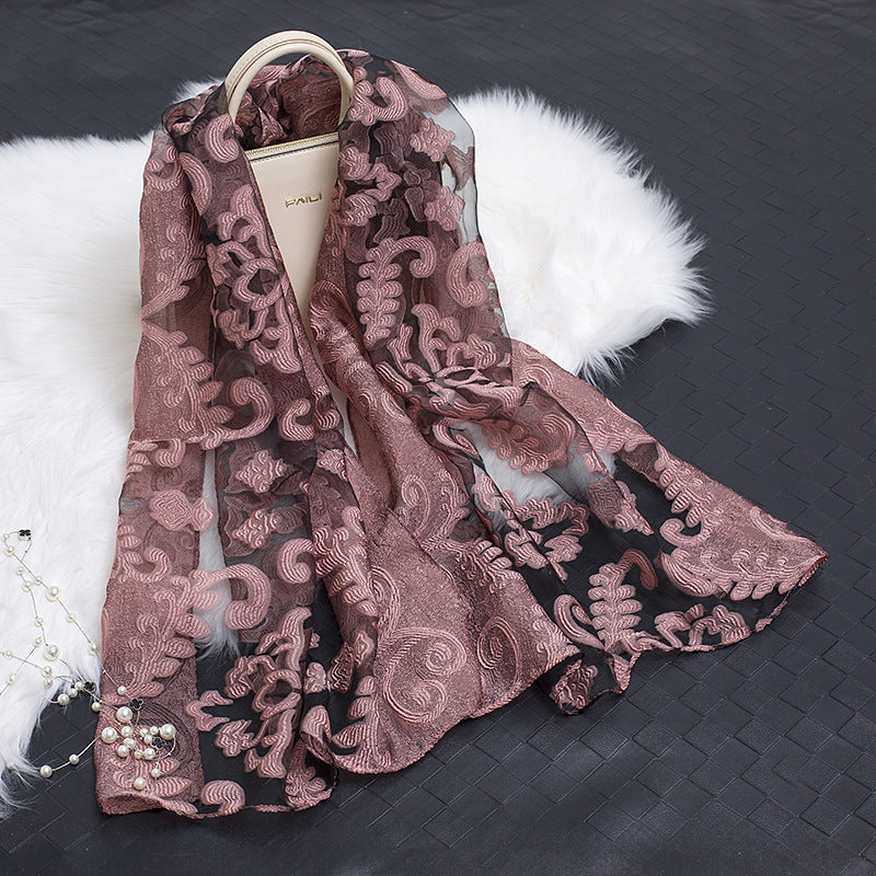 BowLift | Silk scarf with cut flowers hollow motif