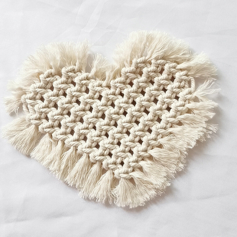 Decorative Macramé Heart-Shaped Trivet Acalora