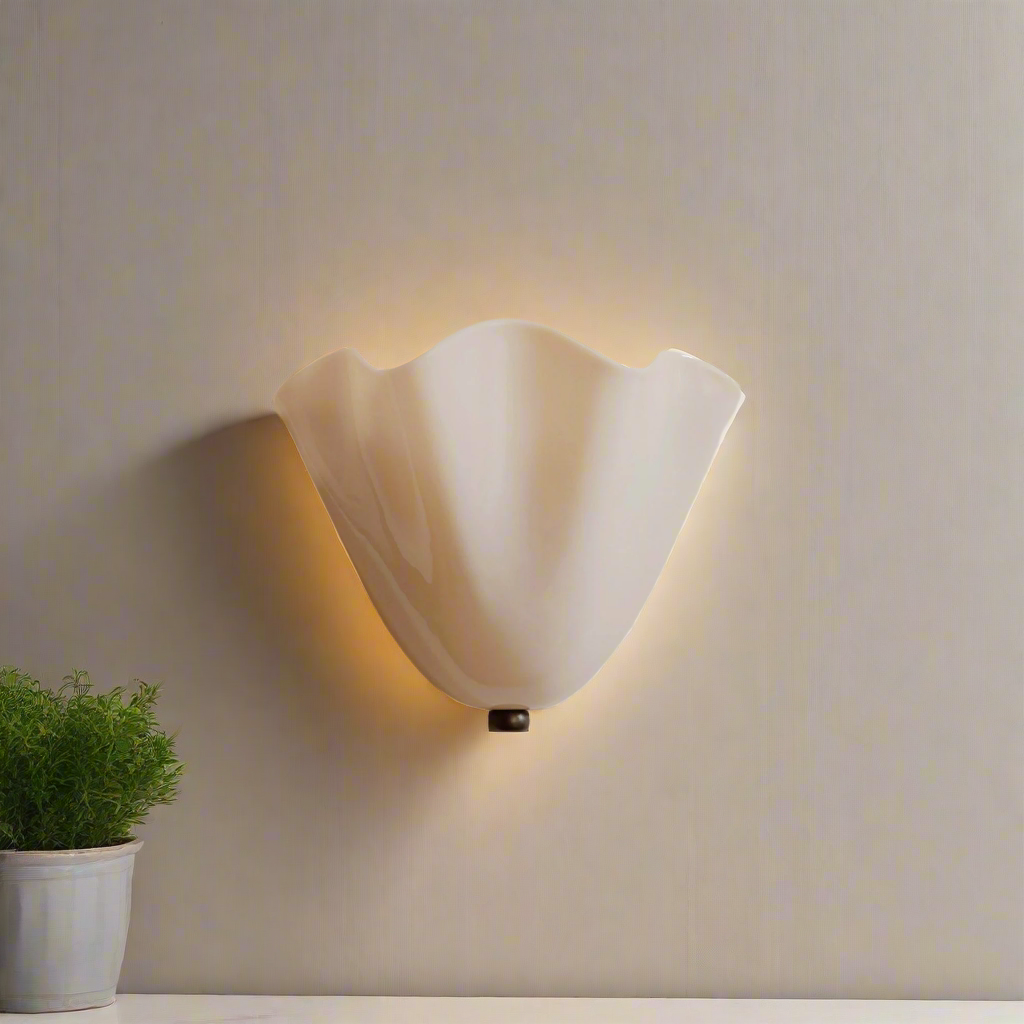 BowLift | Retro Wall Lamp of Colored Glass in Skirt-Shaped Shell Pattern