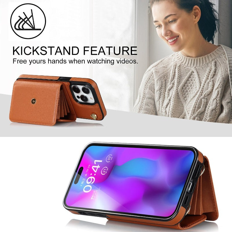 Leather shoulder bag with tote bag and lanyard for the iPhone