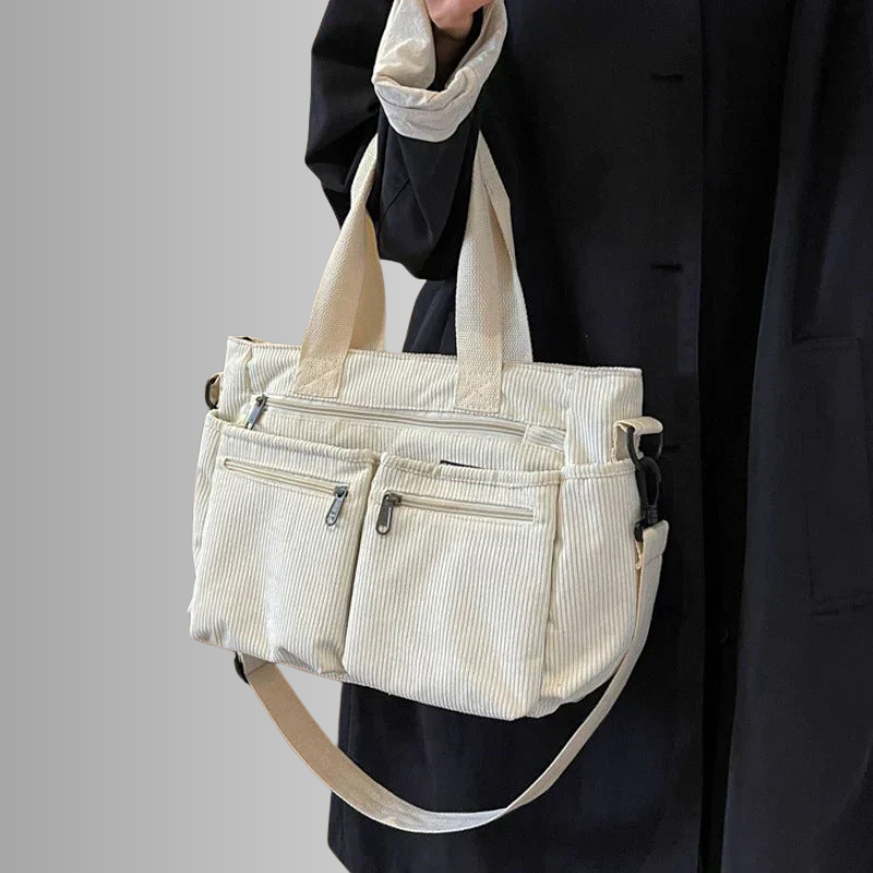 Skanto | Urban Cord Tote Stylish Corduroy Shoulder Bag – Spacious, Convenient & Functional Everyday Tote