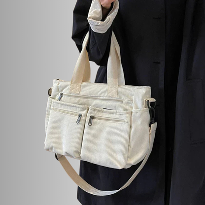 Skanto | Urban Cord Tote Stylish Corduroy Shoulder Bag – Spacious, Convenient & Functional Everyday Tote