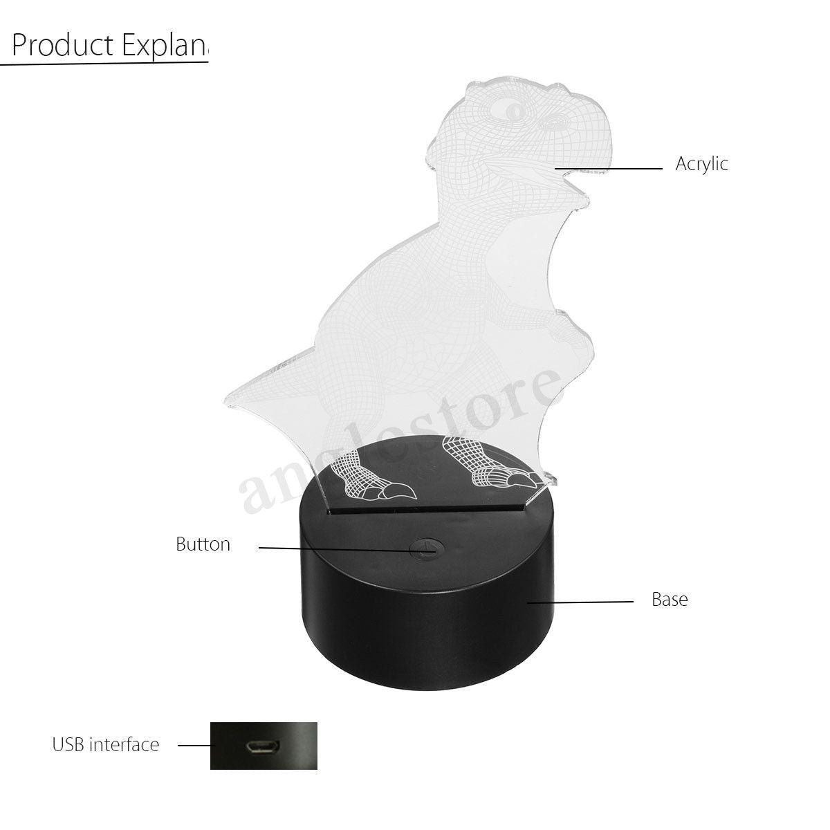 Skanto | Dinosaur Night Light - 3D Dinosaur Lamp - T Rex Night Light