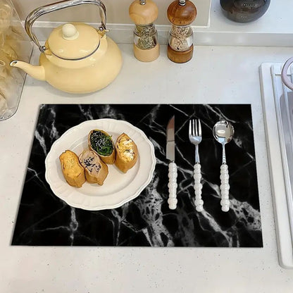 BowLift | Marble Print Dish Drying Mat