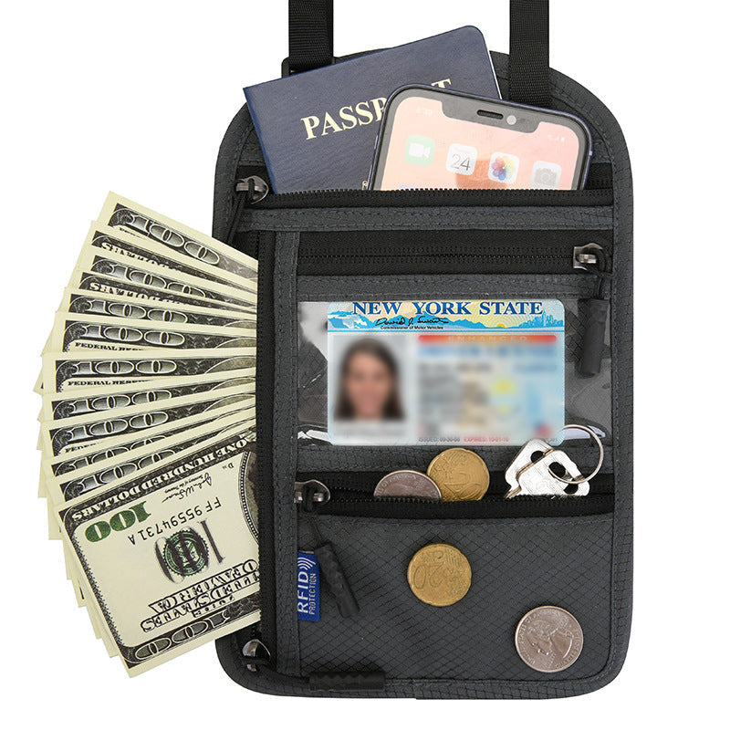 BowLift | Travel Neck Pouch Neck Wallet with RFID Blocking Passport Holder