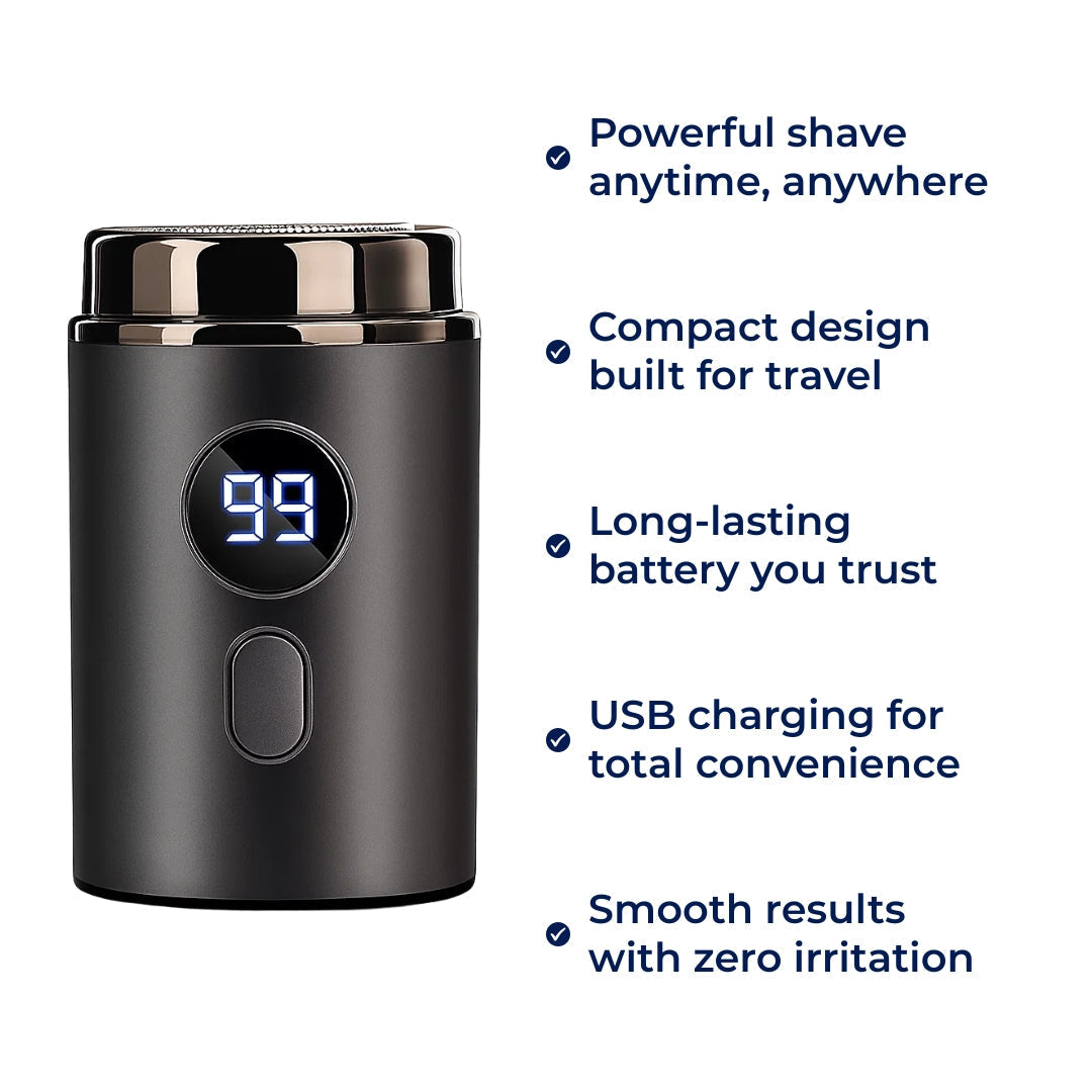 Compact USB Shaver – Waterproof IPX7 – Smooth Portable Grooming for Men with Close Shaving Comfort Skanto