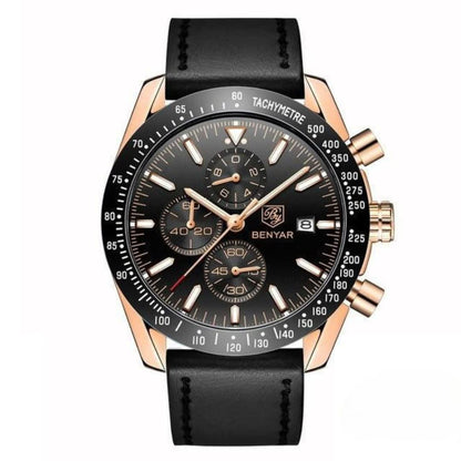 Skanto | Men's Water-Resistant Quartz Watch with Leather Strap