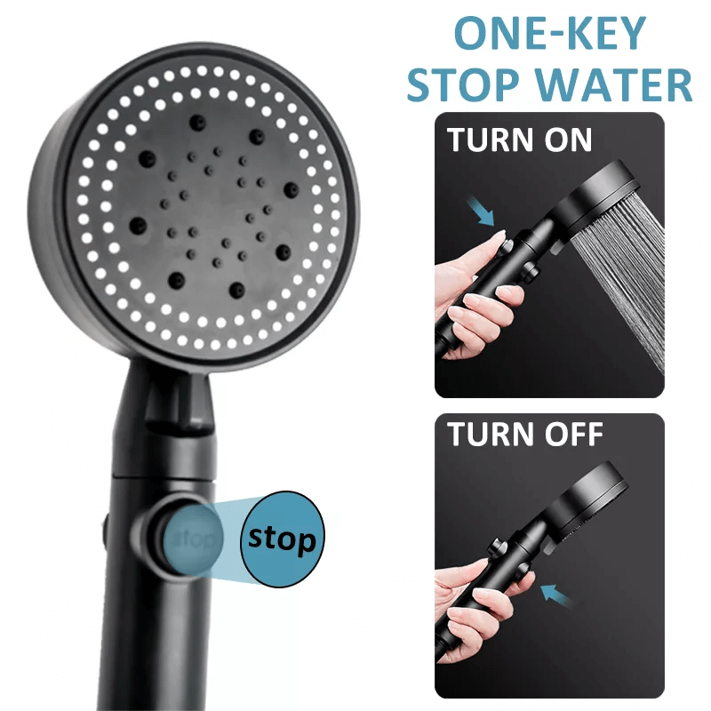 FlowControl Shower Head with 5 Settings and Push Button | Skanto