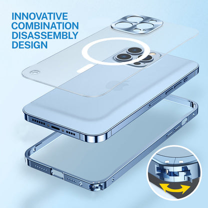 Magnetic charging case with metal frame for iPhone