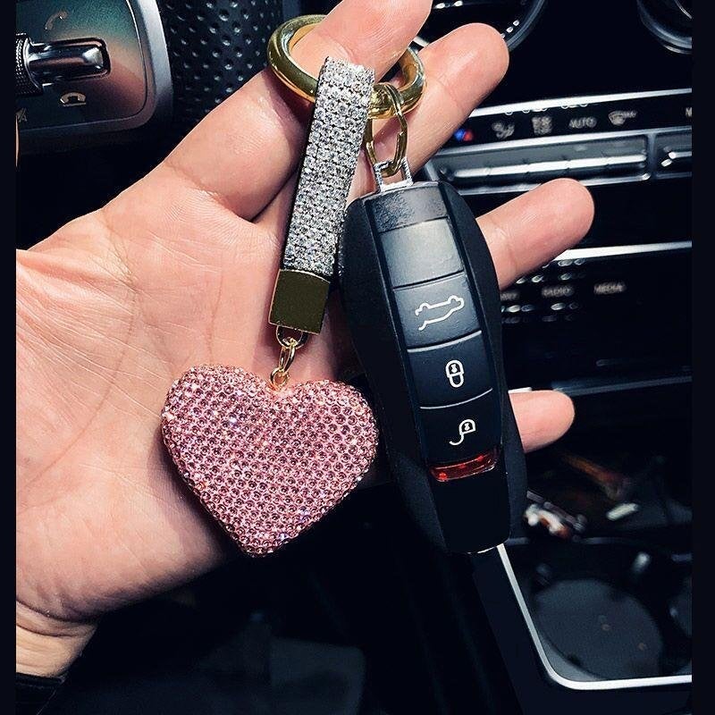 Rhinestone Heart Keychain