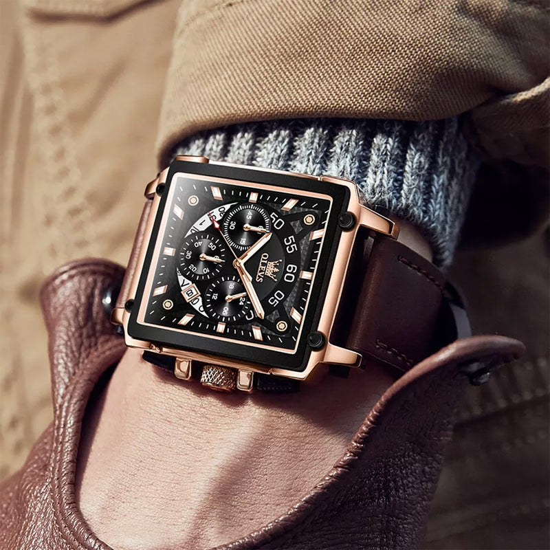 Olevs® Luminous Luxury Square Business Automatic Mechanical Watch | Bowlift