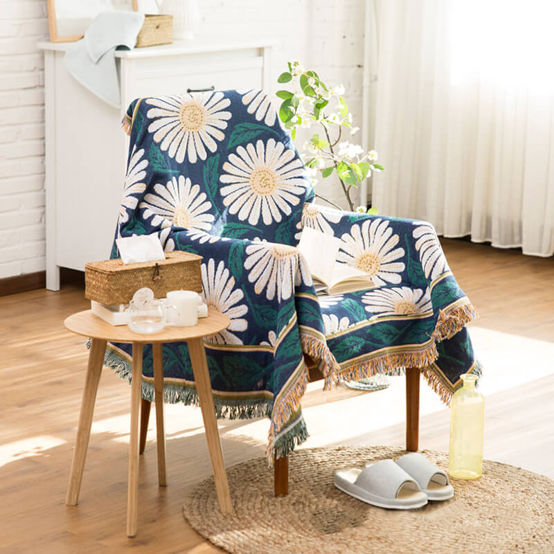 Bohemian knitted throw blankets for sofa decor