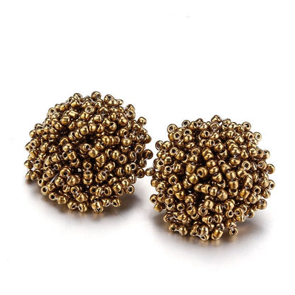 Skanto | Handmade Multicolor Pearl Pompom Stud Earrings