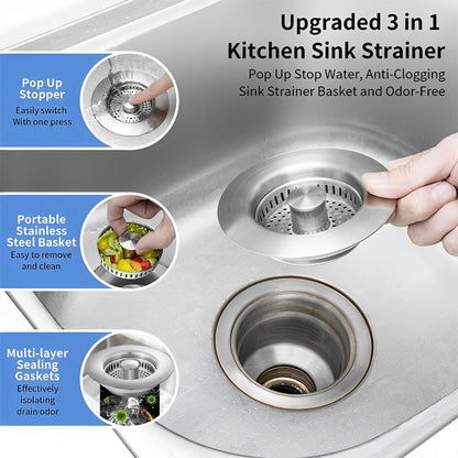 Sandsberg | Upgrade 3-in-1 kitchen sink drain strainer