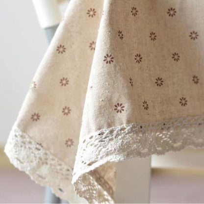 Cotton linen tablecloth with daisy pattern