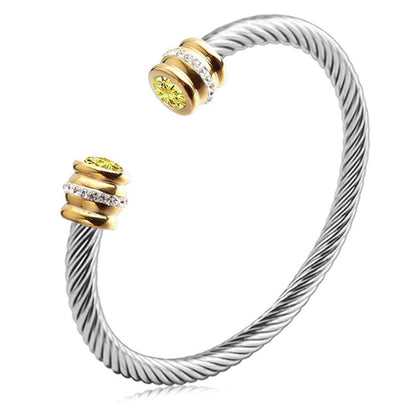 BowLift | Personalized Birthstone Ends Twist Cuff Bracelets