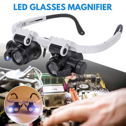 Headband magnifier with 8x, 15x, and 23x magnification.