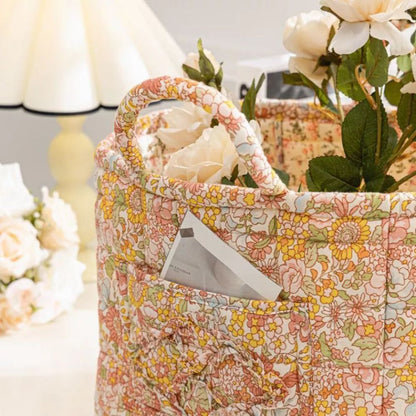 Norvo | Floral Canvas Storage Basket for Home Organization
