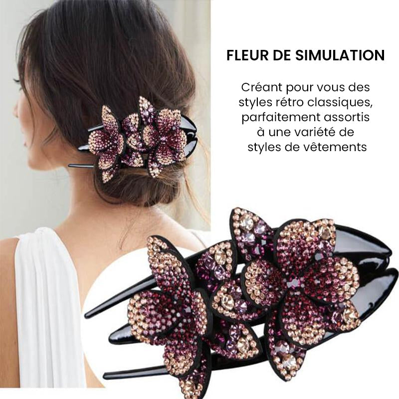 Double Flower Rhinestone Hairpin | Karnz