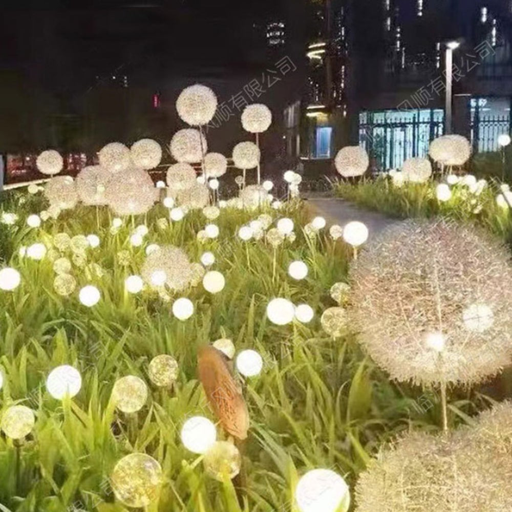 Solar LED Garden Lamp (2 pieces) Dandelion Design with Spike | Karnz