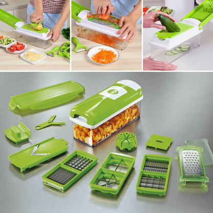 Skanto | SlicePro 12-in-1 Vegetable Cutter – Multifunctional Kitchen Cutting and Grating System