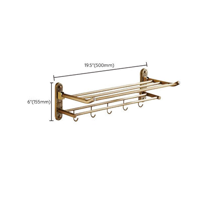 BowLift | Worn Brass Traditional Bathroom Set with Bath Shelf/Paper Holder & Towel Bar