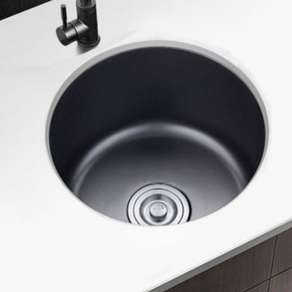 BowLift | Stainless Steel Round Sink in Black Single Basin Undermount Sink with Basket Strainer