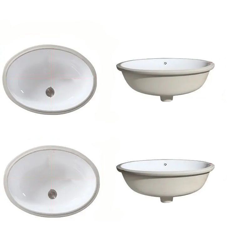 BowLift | Modern Under-mount Sink Oval Porcelain with Pop-Up Drain Sink