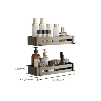 Kalsten | Contemporary Aluminum Bathroom Accessory Set Gray Bath Shelf