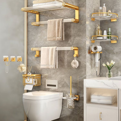 BowLift | Modern Golden Bathroom Accessories Single Piece or in Set with Bathroom Shelf